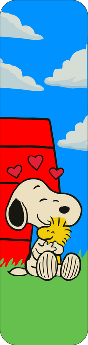Marcapáginas texturizado Perrito Enamorado, diseño de perrito abrazando a un pajarito con corazones
