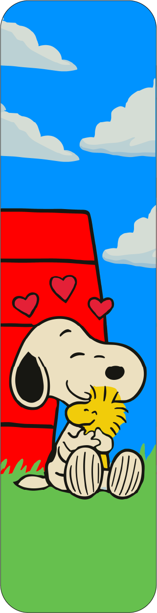 Marcapáginas texturizado Perrito Enamorado, diseño de perrito abrazando a un pajarito con corazones
